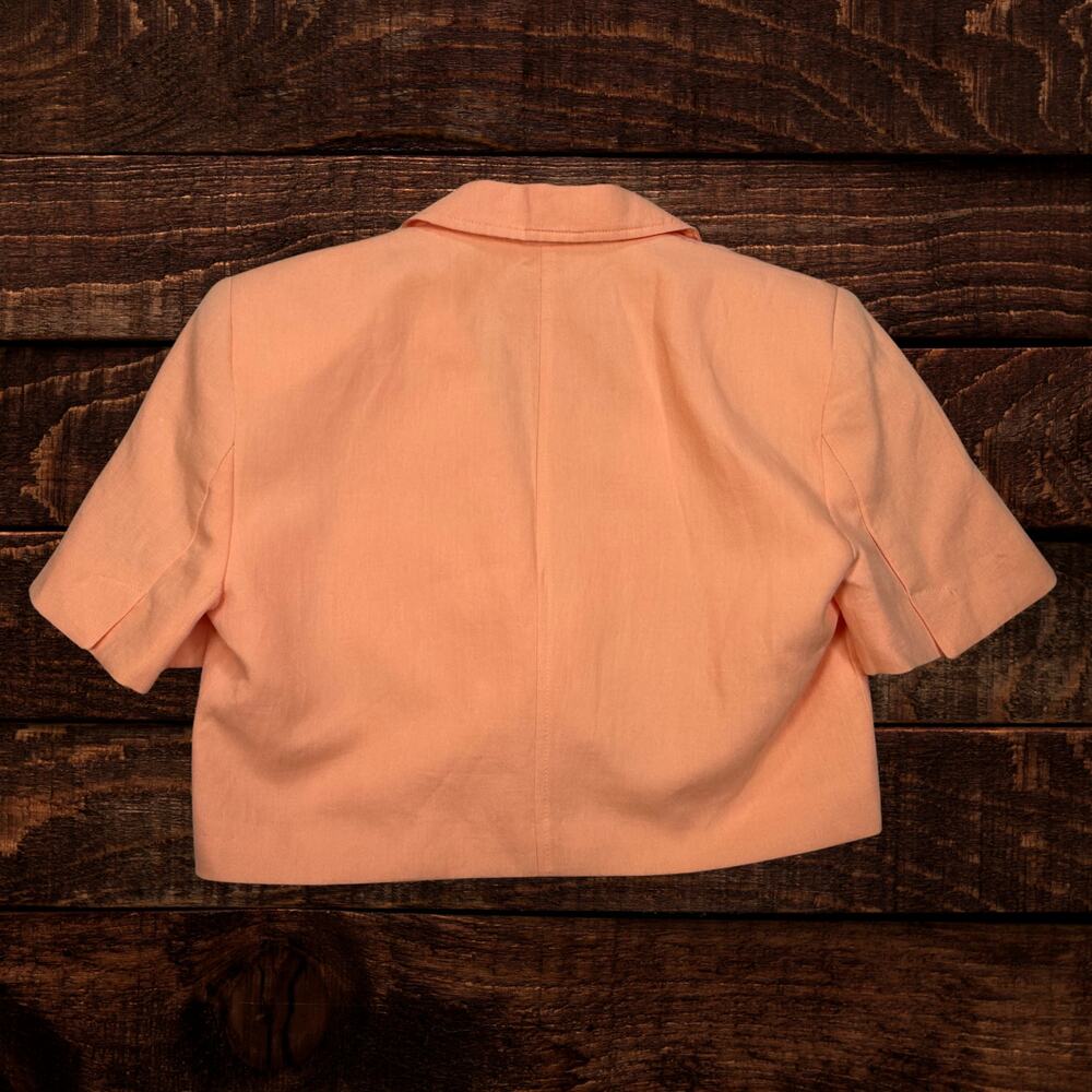 Zara Short Sleeve Boxy Cropped Blazer Oversized Jacket Peach Size XS - Picture 3 of 8